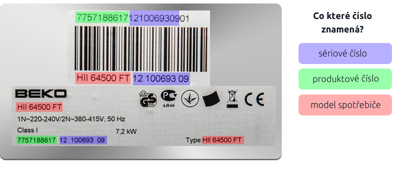 Výrobní štítek varné desky Beko